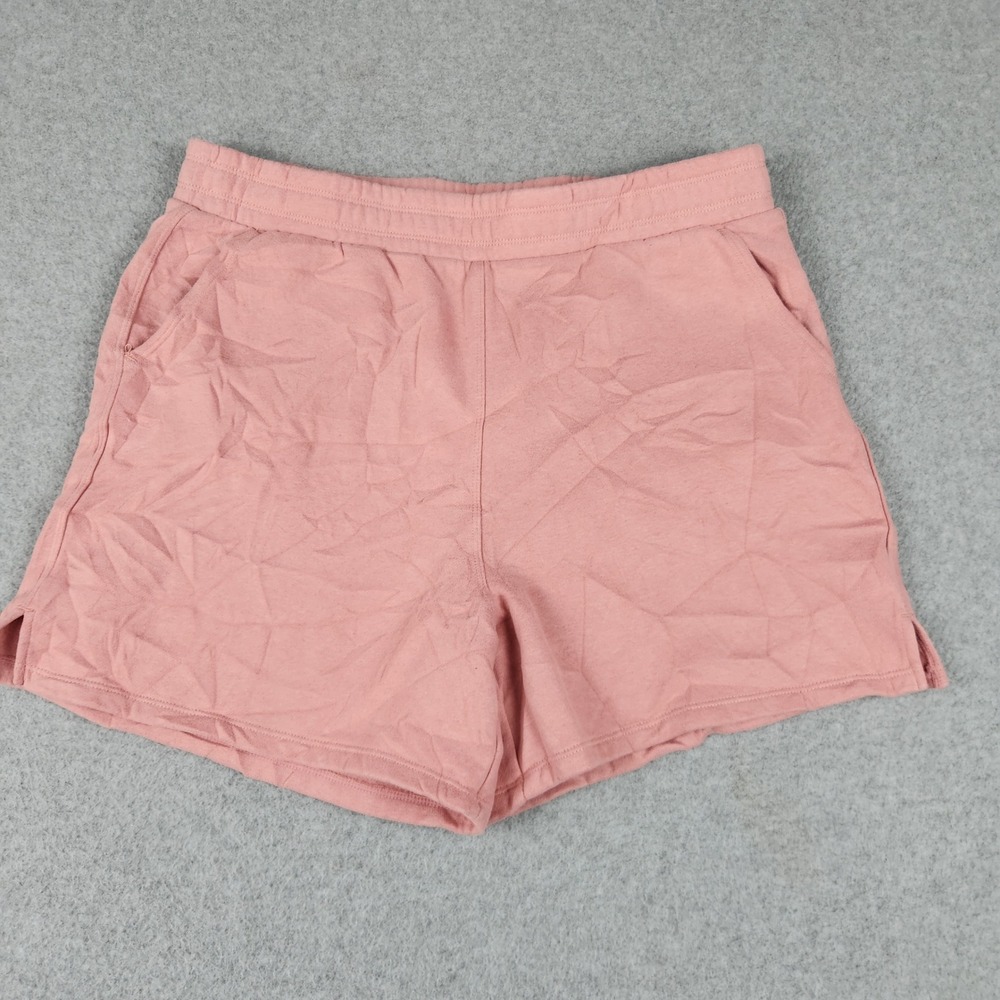 Calvin Klein Shorts Women W33 Pink Fleece Relaxed Logo Athleisure Elastic Waist